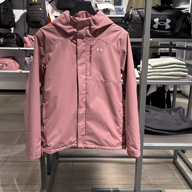 安德玛UA 女三合一冲锋衣可拆卸抓绒内胆休闲运动茄克外套1371593