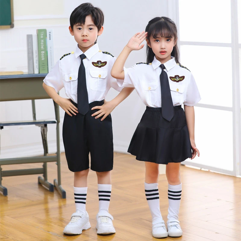六一儿童机长空姐表演服飞行员套装表演角色扮演飞行员空少演出服