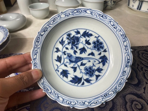 微瑕漏景德镇柴窑仿元青花锦上添花小壶承