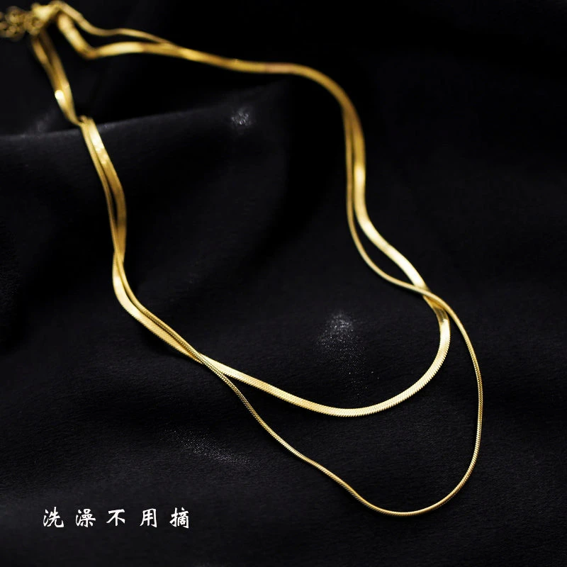 钛钢项链 双层链简约不掉色叠戴锁骨链气质轻奢百搭冷淡风ins女款