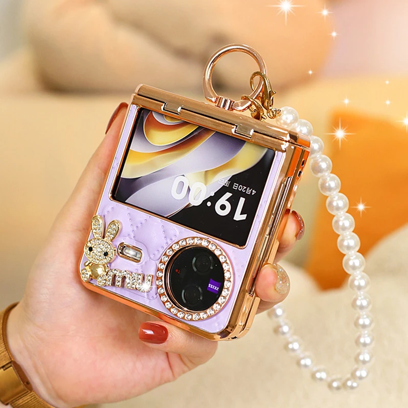 紫色铰链全包高档vivoxflip手机壳小香风斜挎折叠防摔xflip女款