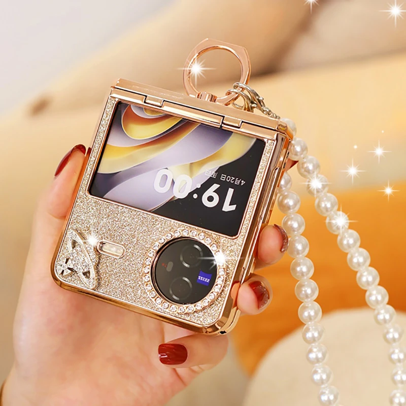 金色中轴全包适用vivoxflip手机壳斜挎折叠屏防摔xflip女款x flip