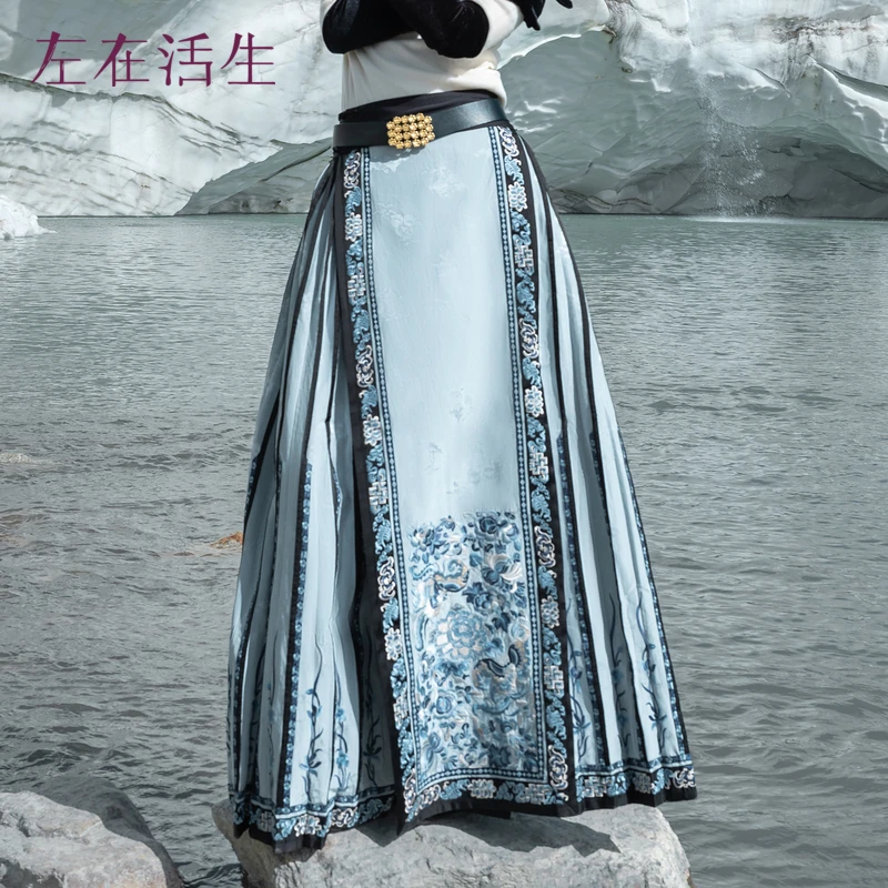 【朱迅同款】生活在左林栖马面裙传统绣花气质复古国潮改良半身裙女