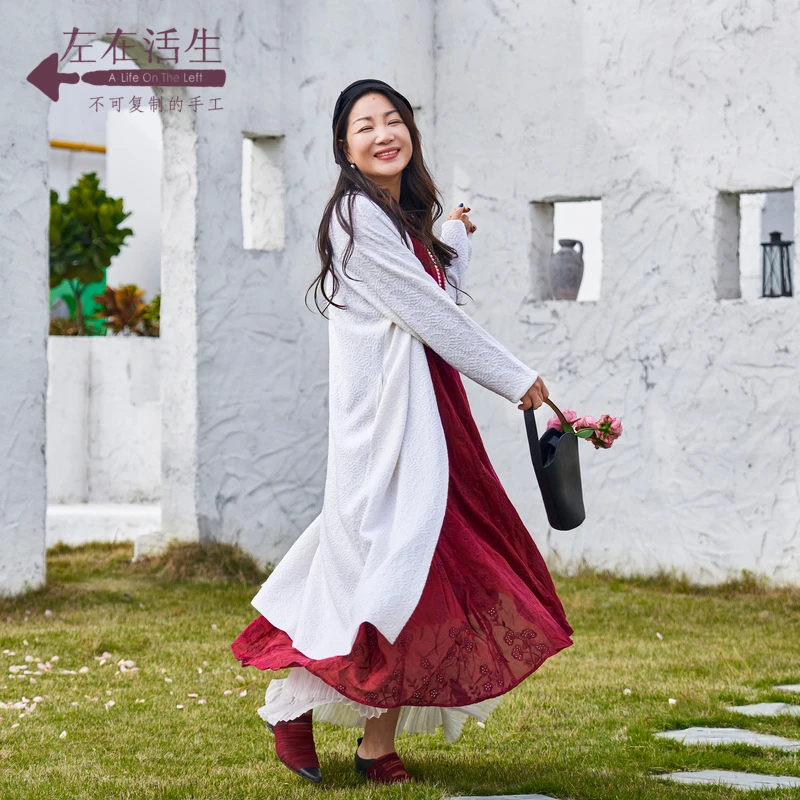 【圣诞红】生活在左中长款毛衣开衫春夏多色百搭气质毛织外套女