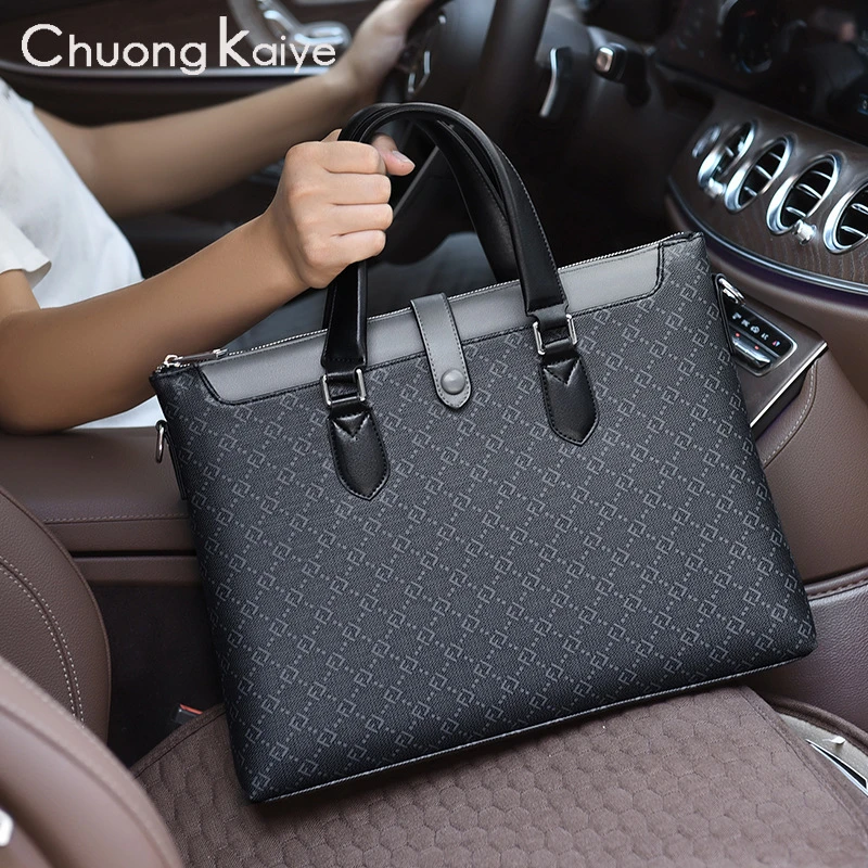 ChuongKaiye男士商务手提包公文包大容量时尚单肩斜挎包轻奢包潮