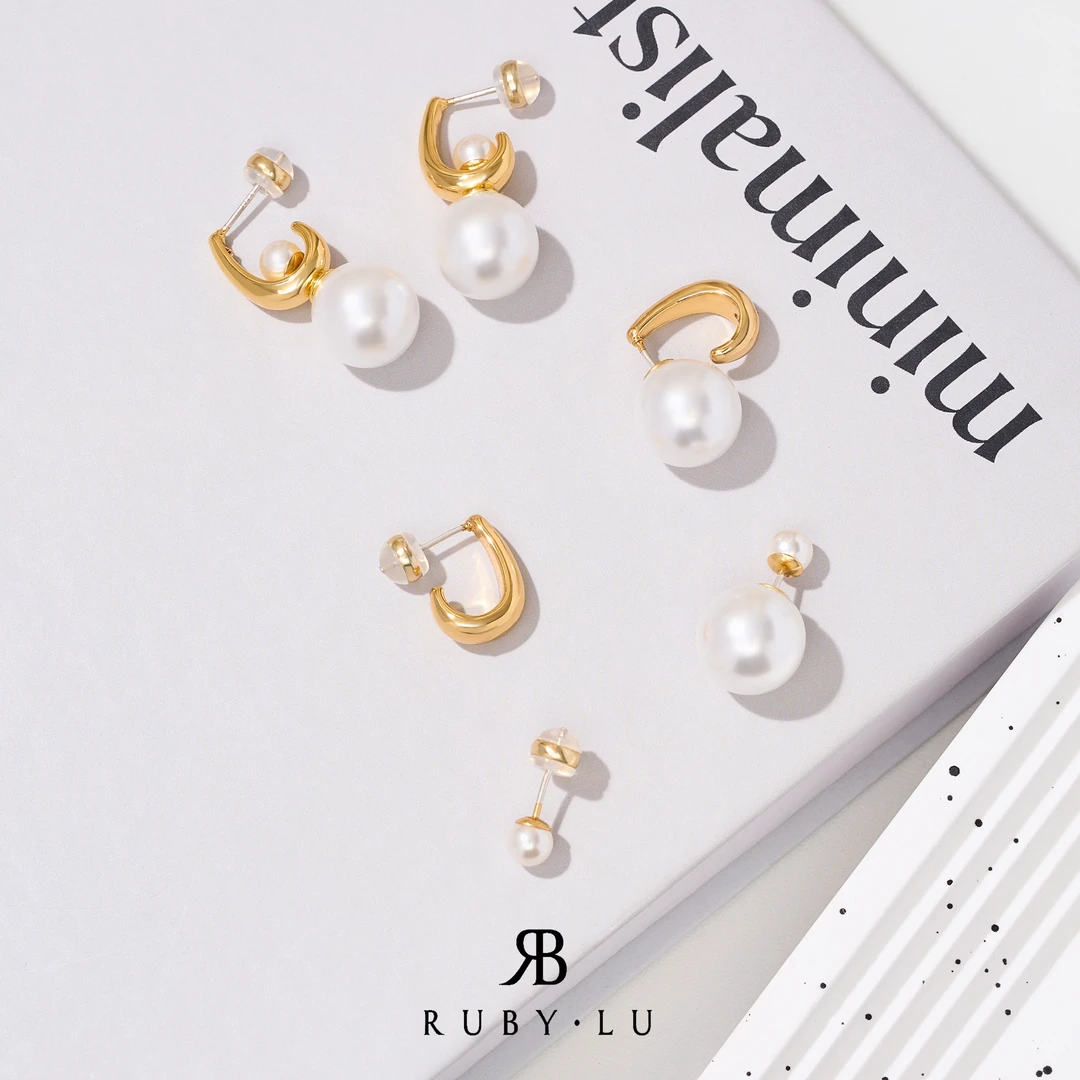 RUBY•LU 万能出彩一款多戴耳环时尚气质耳钉百搭款耳环高级感