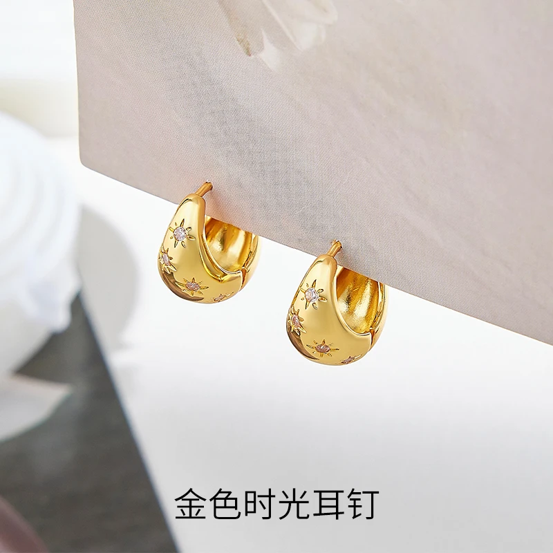 RUBY•LU 金色豆豆耳环女小众设计高级耳钉法式2025新款高级感