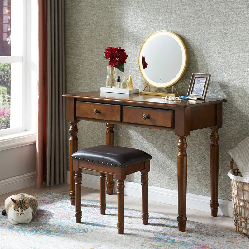 实木梳妆台卧室简约现代书桌化妆桌家用美式收纳柜主卧化妆桌