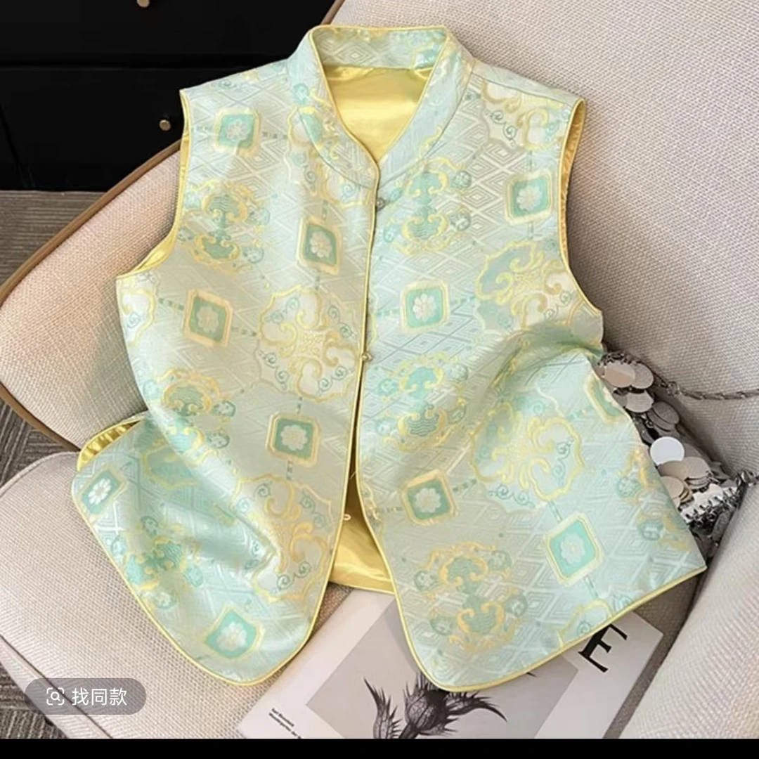 【宝相奔鹿】春款新中式国风高级宋锦马夹背心女、