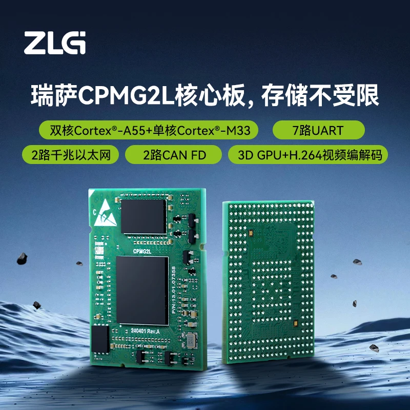 ZLG致远电子 瑞萨64位双核Cortex-A55核心板工业级1.2G主频CPMG2L