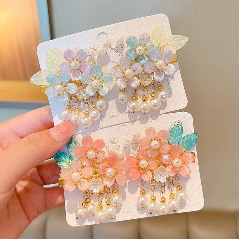 古风头饰儿童超仙花朵发夹女童蝴蝶可爱甜美宝宝小童步摇发饰发卡