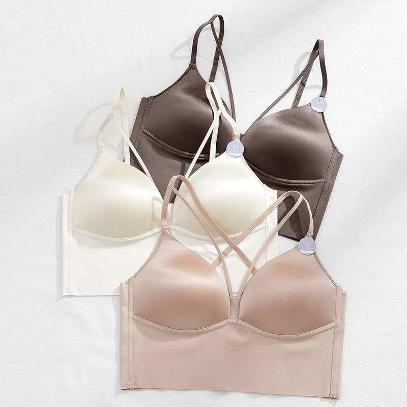 【缎面交叉美背】新款性感外穿打底无痕养护透气美背内衣-7128