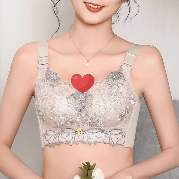 【聚拢防下垂】新款花瓣蕾丝宽肩带美背