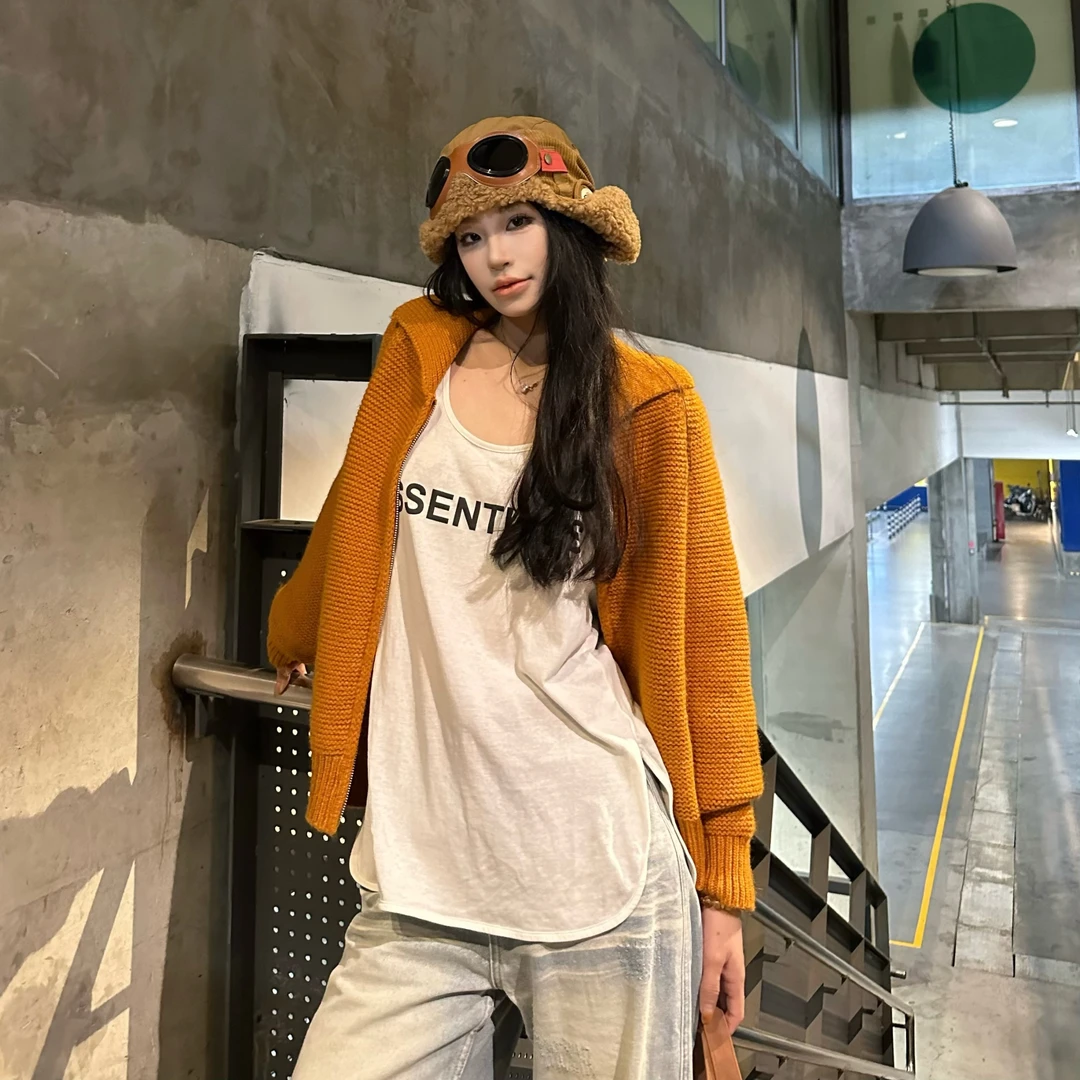 KUKUDEMI 「背心内搭」慵懒感字母背心百搭宽松显瘦无袖T恤打底上衣