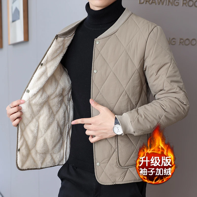 秋冬季加绒棉服棉衣内胆男打底短款加厚保暖羊羔绒男士小棉袄外套