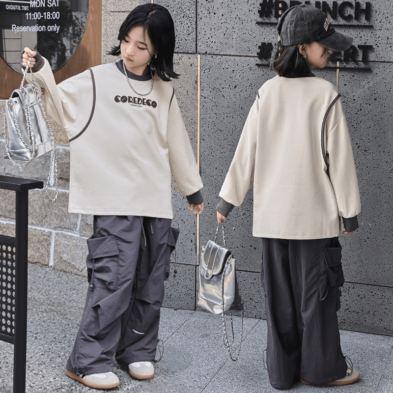 女童卫衣套装春秋款2024新款女孩洋气儿童装中大童宽松运动两件套