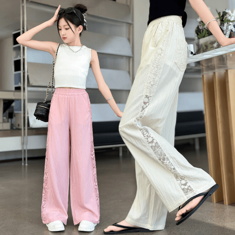 女童裤子夏季裙裤2024新款洋气儿童九分阔腿裤夏装薄款大童山本裤