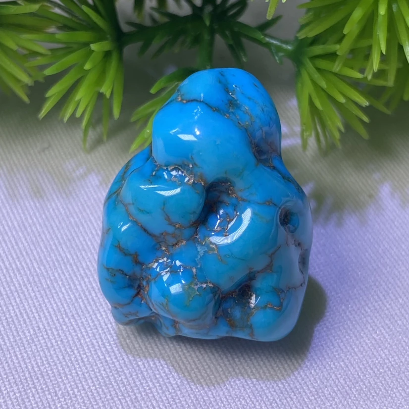 天然原矿绿松石云盖世暴力蓝随行