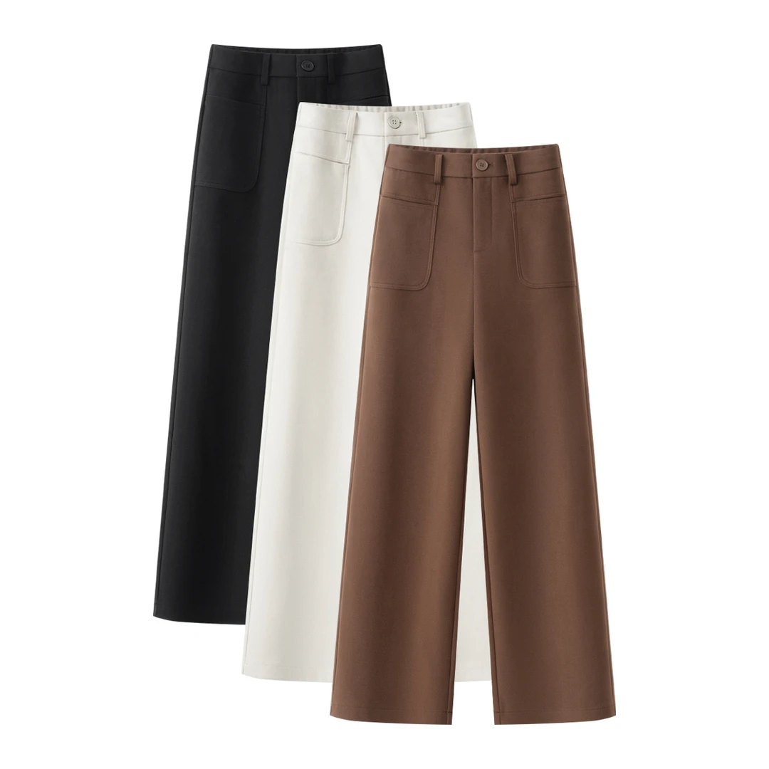 精细软毛呢窄版直筒裤女秋冬款2024新款垂感女裤显瘦直筒裤1709