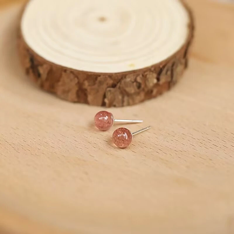 招桃花少女草莓晶耳钉女款甜美s925银气质耳饰时尚小巧小清新素款