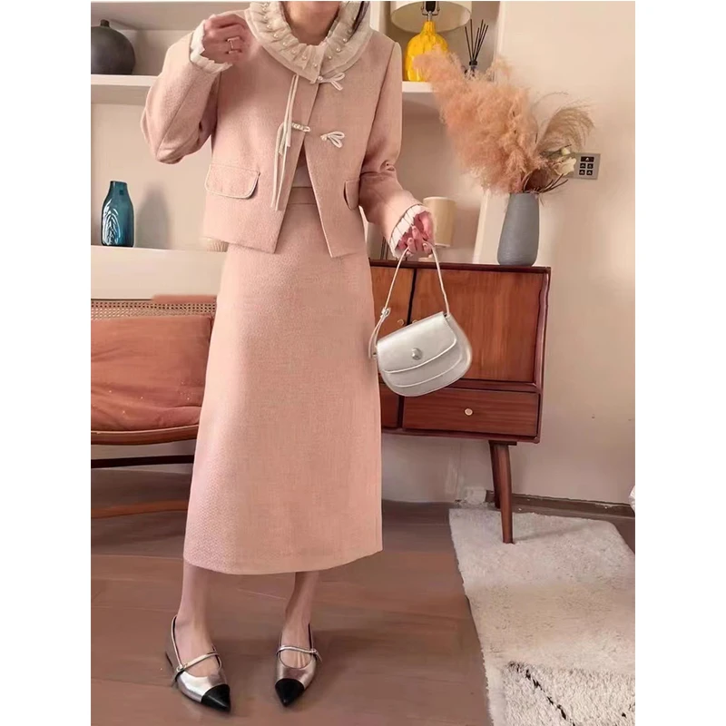 小香风两件套套装女春季新品百搭显瘦中长裙