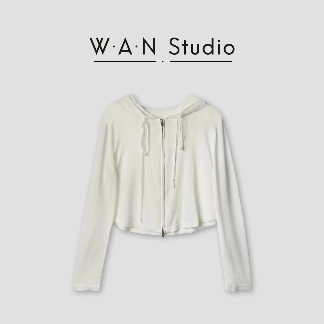 春秋防晒薄款上衣连帽毛衣针织拉链开衫女帽衫--DL-7509