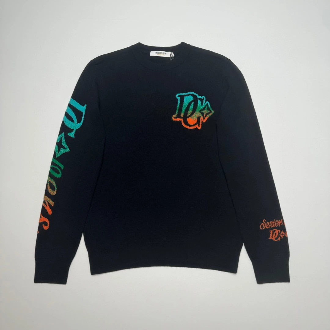 CALIANI/卡里亚尼  渐变亮色字母元素长袖羊毛衫 2461010