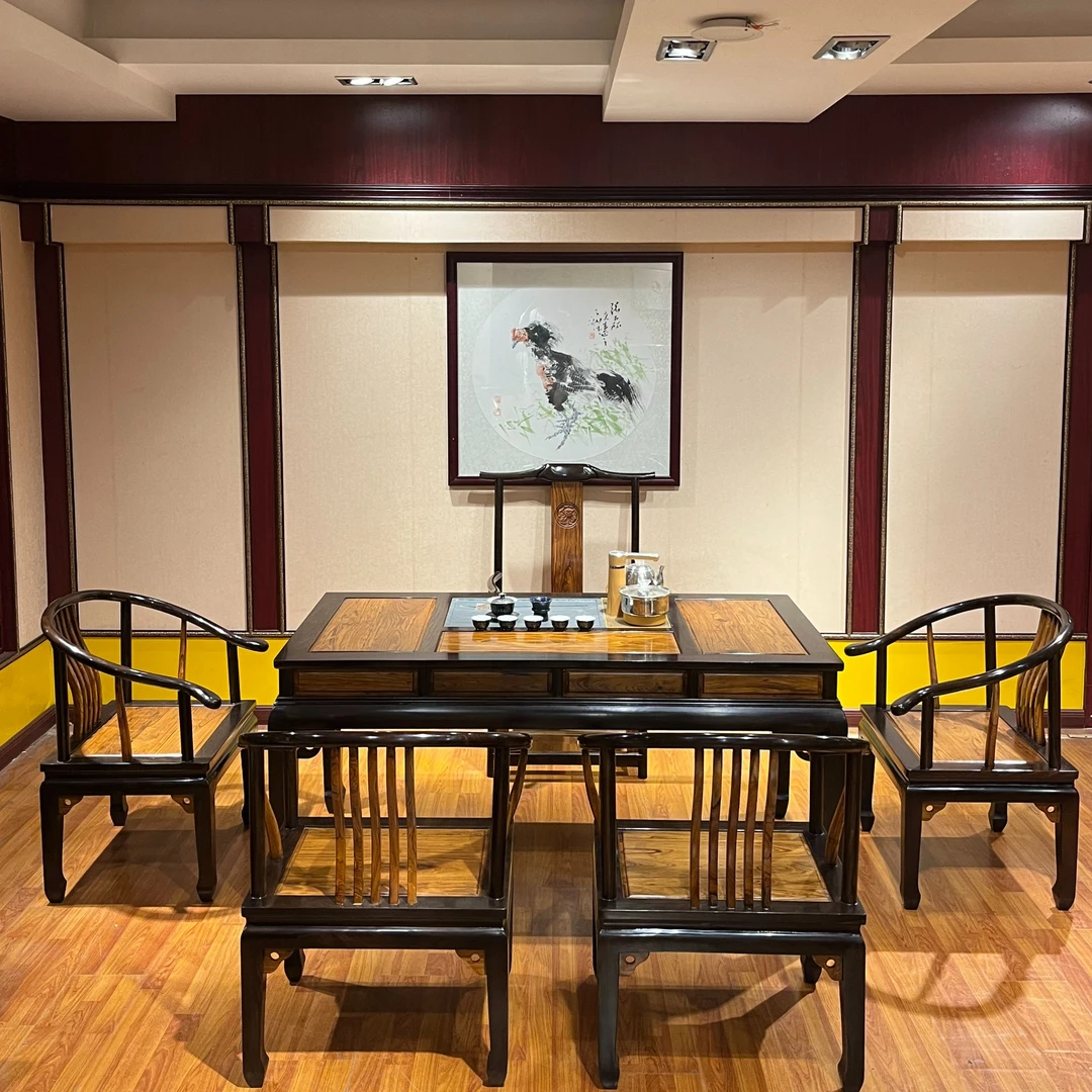 檀香东非会所马蹄茶台新中式茶桌客厅家用禅意办公室茶桌椅别墅大