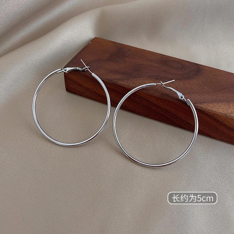 合金耳饰 光面素圈耳圈欧美高级感耳坠小众气质百搭圆脸显瘦耳环