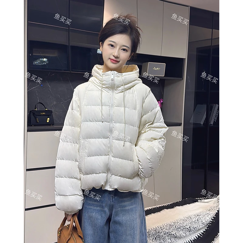 众和梦T-9429冬季新款纯色连帽棉服设计感保暖外套小个子面包服