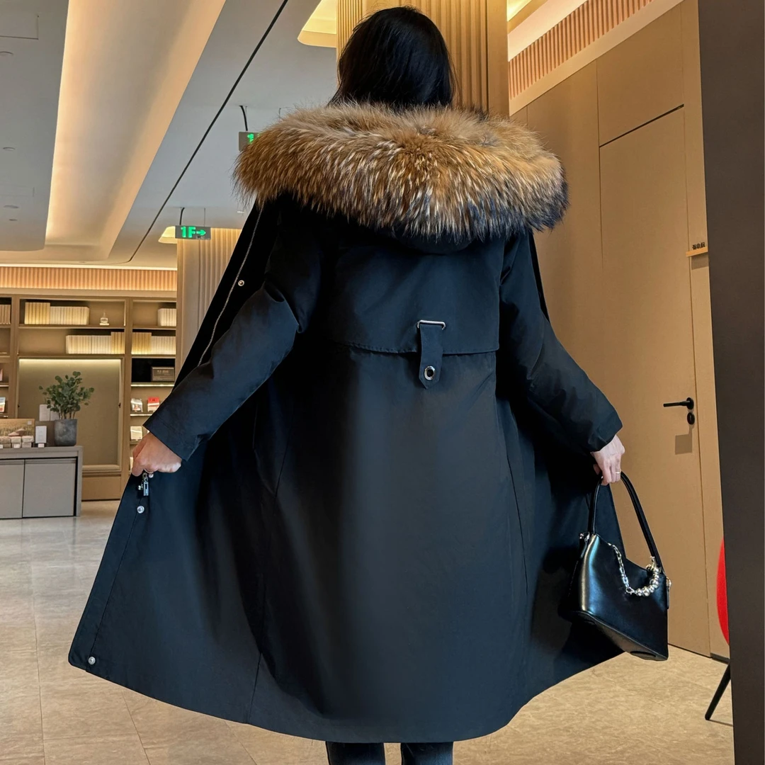 冬季新款派克服长款加厚保暖大衣韩版冬季大毛领时尚女可拆胆外套