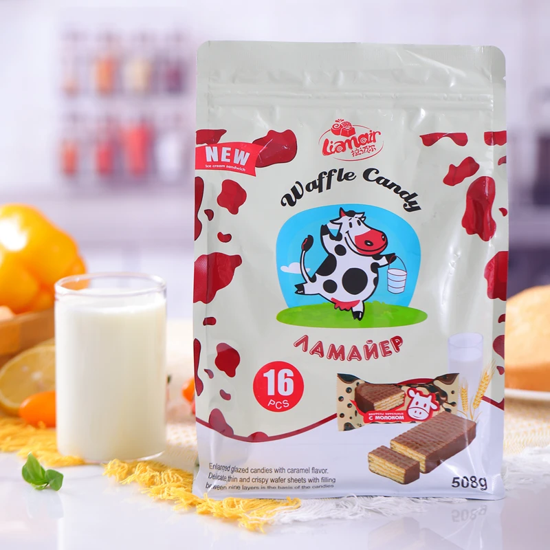 俄罗斯原装进口拉迈尔牌巧克力大牛威化饼干528克