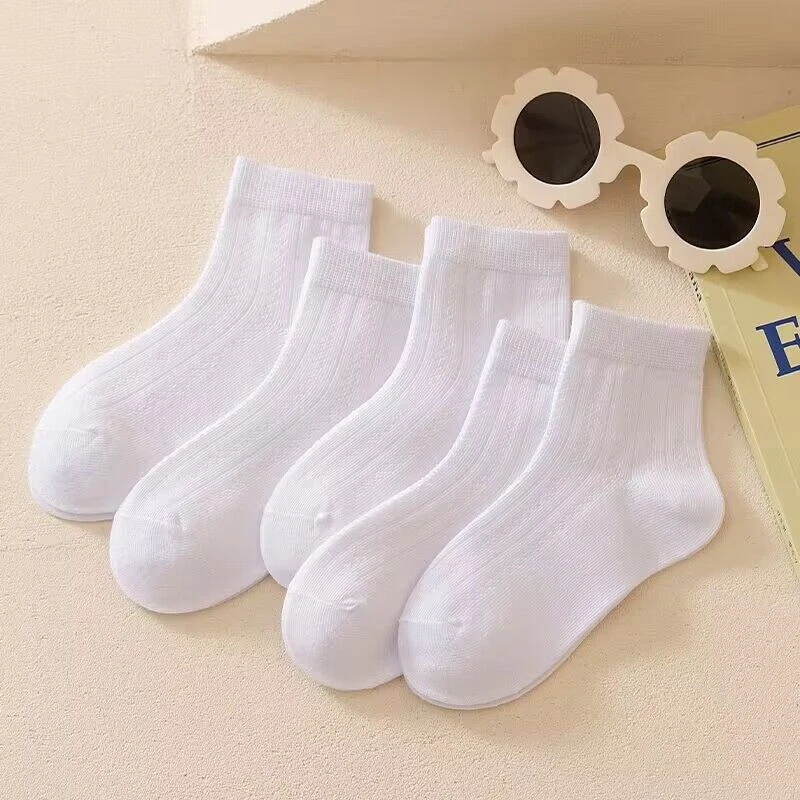 儿童袜子春夏薄款学生小白袜男童棉袜中筒袜女童春秋透气白色短袜
