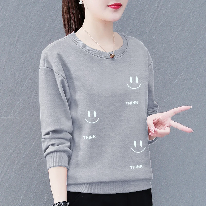 百搭长袖卫衣女春秋冬新款韩版宽松显瘦遮肉圆领休闲女士上衣外穿