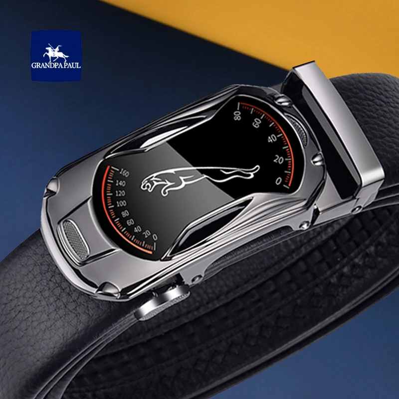 保罗正品男士百搭商务皮带男款简约款休闲自动扣年轻人潮流裤腰带