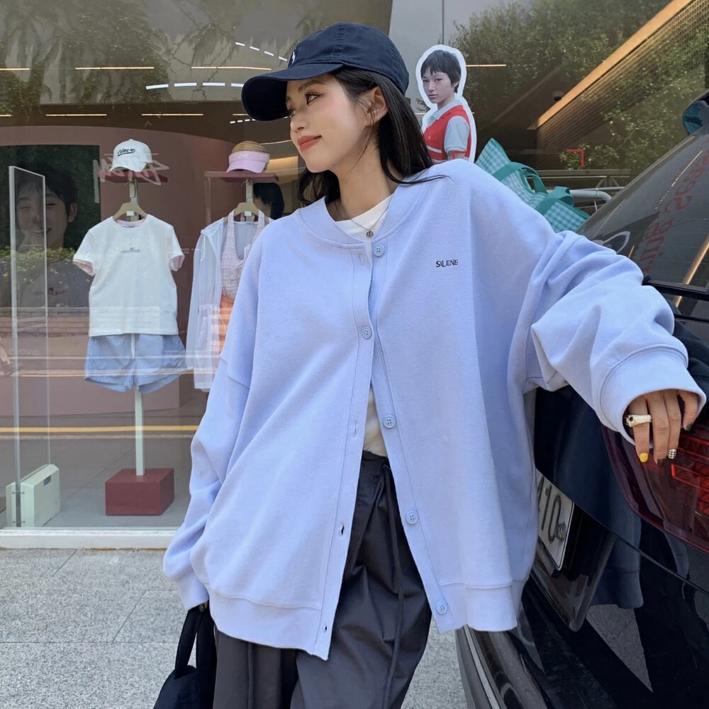 Cute Club 2024秋季新款甜美简约字母开衫卫衣女宽松休闲百搭外套