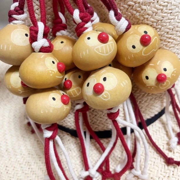 葫芦串糖雕刻文玩儿童包挂车挂件可爱红鼻子大眼睛