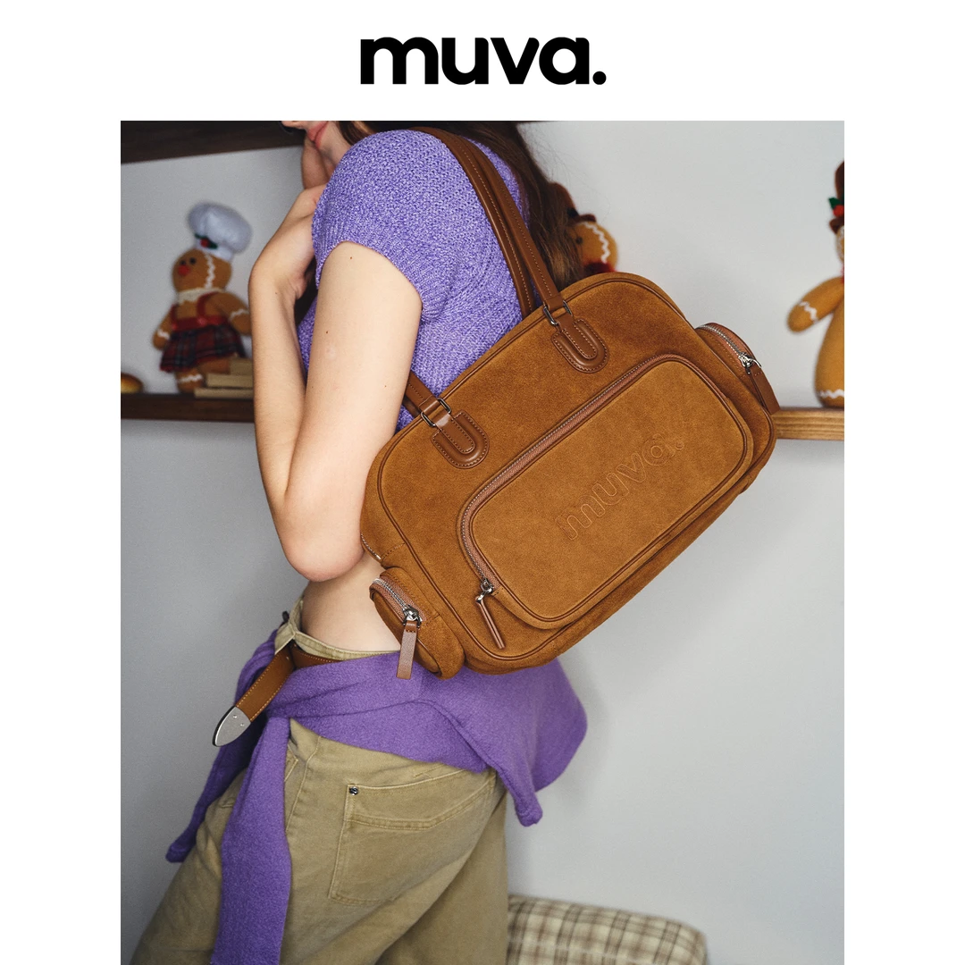 MUVA小众多口袋保龄球包大容量单肩包拉链提包旅行9.3新品