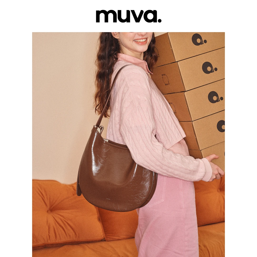 MUVA 新款托特包女 美拉德法式慵懒日常大容量单肩包斜挎包包