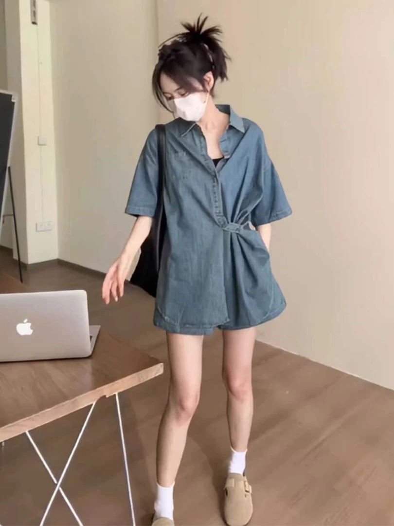 又a又飒牛仔套装夏季薄款2024新款高级感酷飒宽松爆款炸街两件套