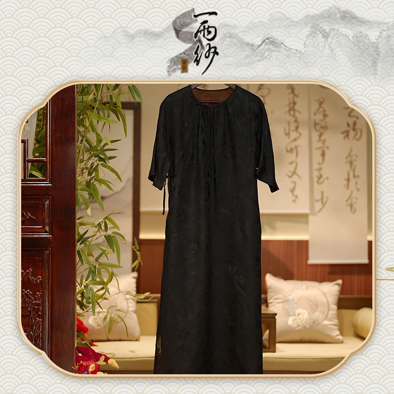 【大牡丹玉莲裙】235431桑蚕丝三经罗香云纱连衣裙长袍新中式45