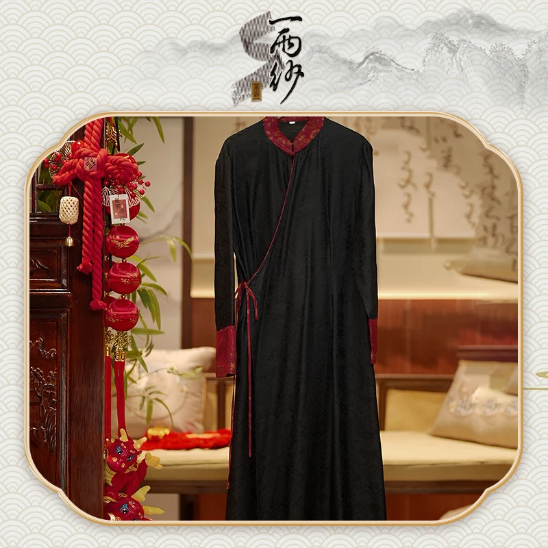 【龙纹玉淑】235175桑蚕丝提花缎香云纱连衣裙长袍外套H45