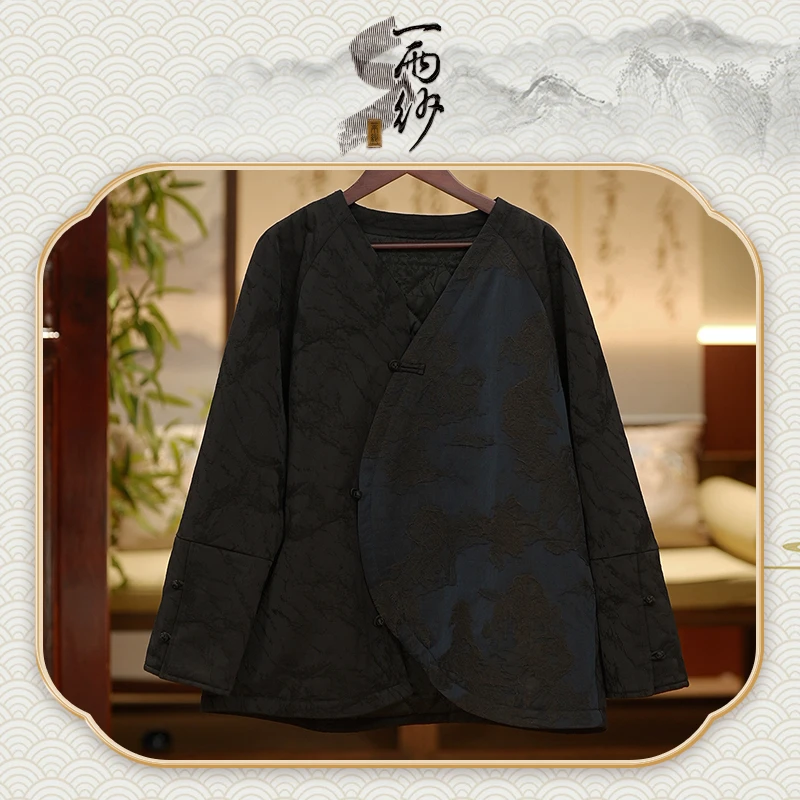 【陌上兰亭】239528桑蚕丝锦油绸香云纱上衣棉外套新中式65