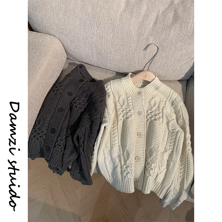 DA麦子 “麦奶奶”爱粗针拥有妈妈般温暖麻花开衫女 MZ8268粗针毛衣