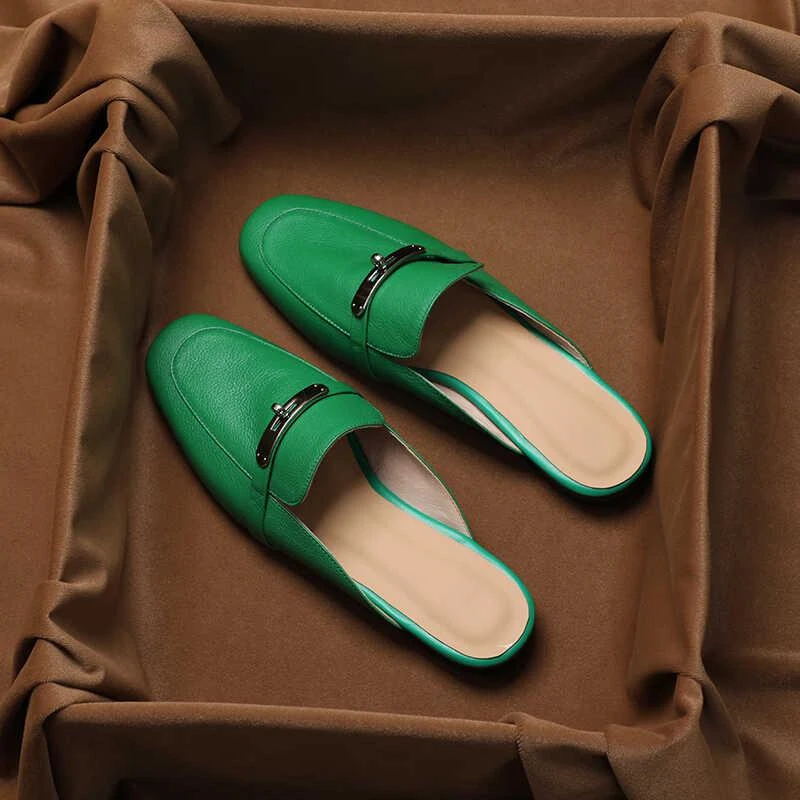 TOUCH MISS 小众设计师包头半拖鞋女夏外穿2025新款懒人平底女鞋