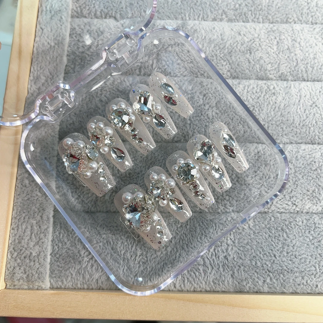 【满钻皇妃】纯手工穿戴甲婚甲裸色高级显白设计风格美甲巨显白气质