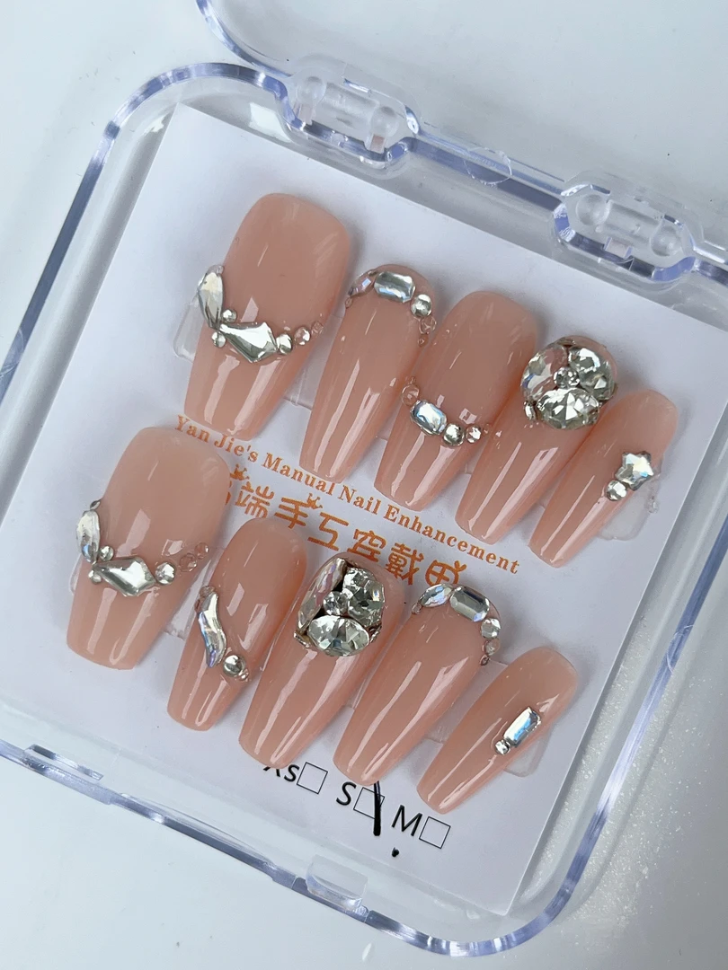 【裸色美甲】纯手工裸色高级穿戴美甲显白气质仙气冰透裸美甲贴女神