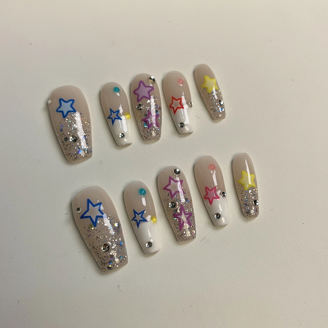 【星星美甲】学生穿戴甲纯手工短款美甲中长显白裸色气质可爱高级美