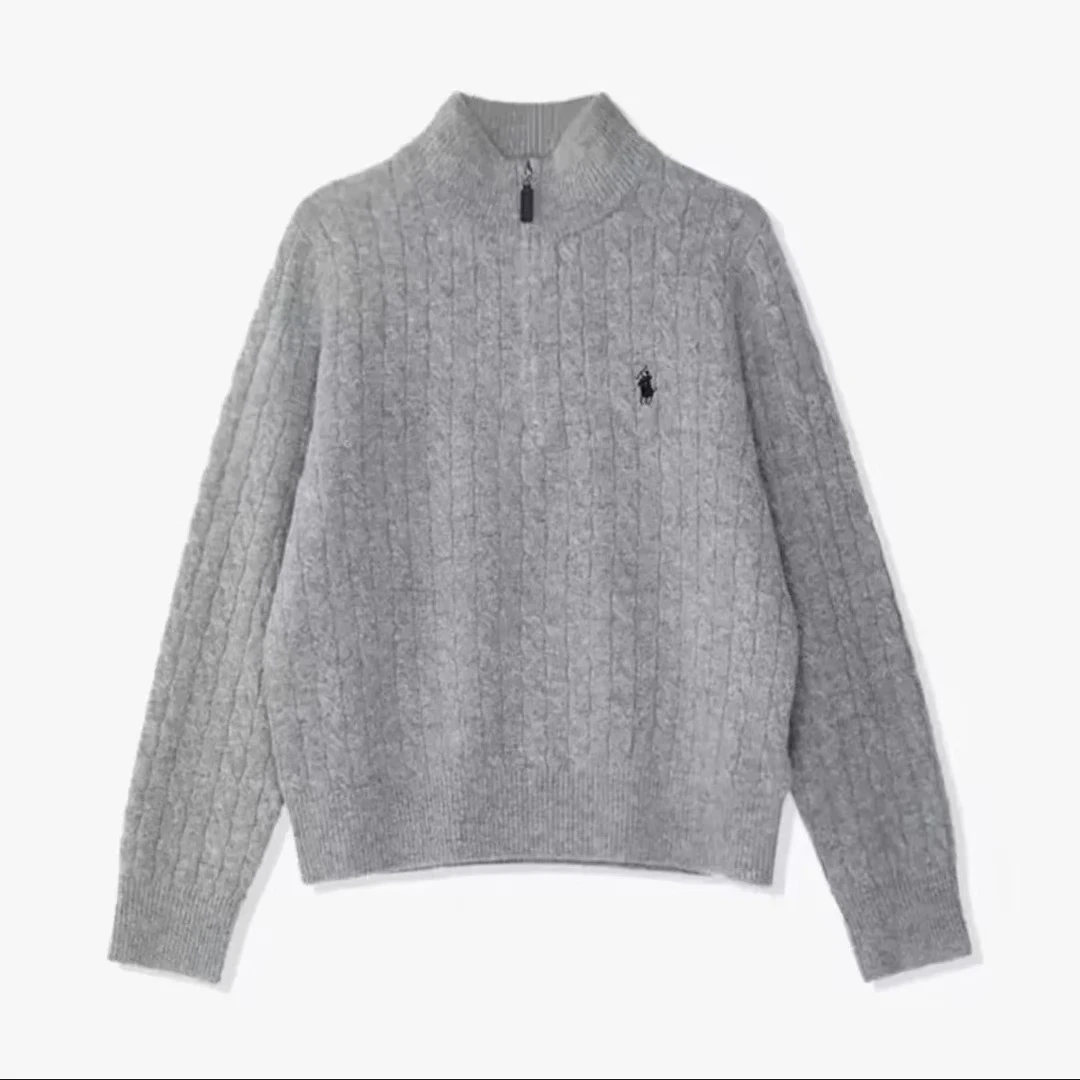 战马刺绣立领半拉链套头高领针织衫CY-1002