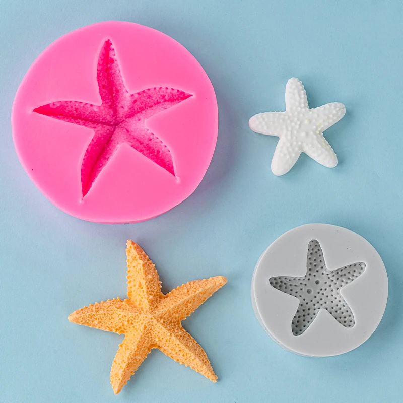 海星硅胶模diy巧克力翻糖海洋蛋糕装饰海螺贝壳美人鱼尾巴模具